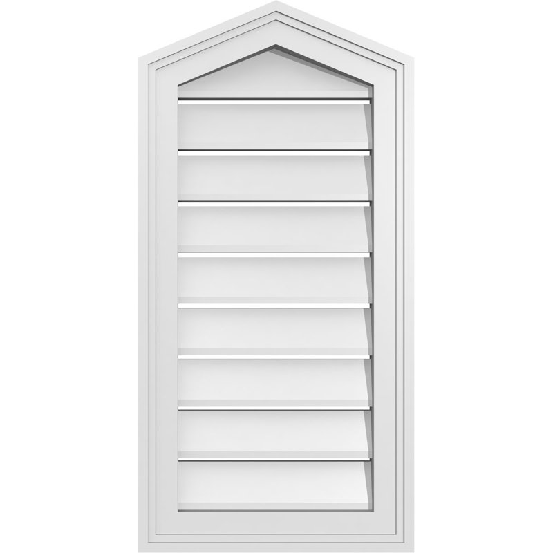 Peaked Top Surface Mount Signature Urethane Functional Gable Vent 5/12 Pitch, Primed Tan, 28" H x 14" W x 1.5" D