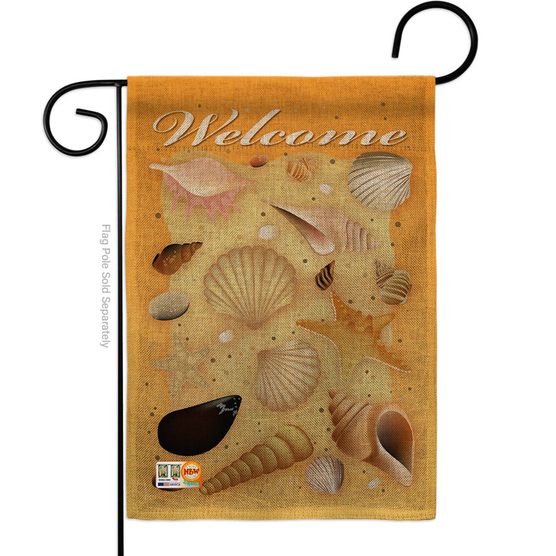 Profitez des coques amusantes dans le en toile jute à 2 côtés de l 19 x 13 po. drapeau de jardin
