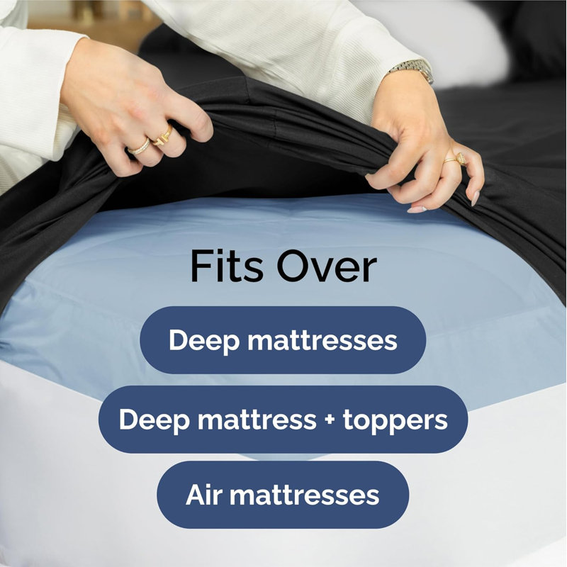 6 Piece Extra Deep Pocket Sheet Set, Cooling & Breathable Bed Sheets, Soft Hotel Luxury Bedding, Fits 18–24 Inch Mattress