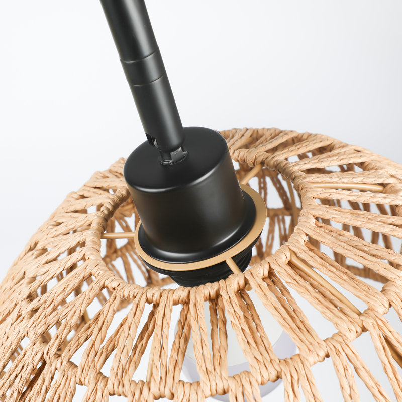Lampe sur pied en rotin arqué 62 po Aarzo, Noir mat