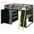 Pedersen Wooden Loft Bed with Wardrobe, Shelves, Blackout Curtains & RGB Lights-120886841
