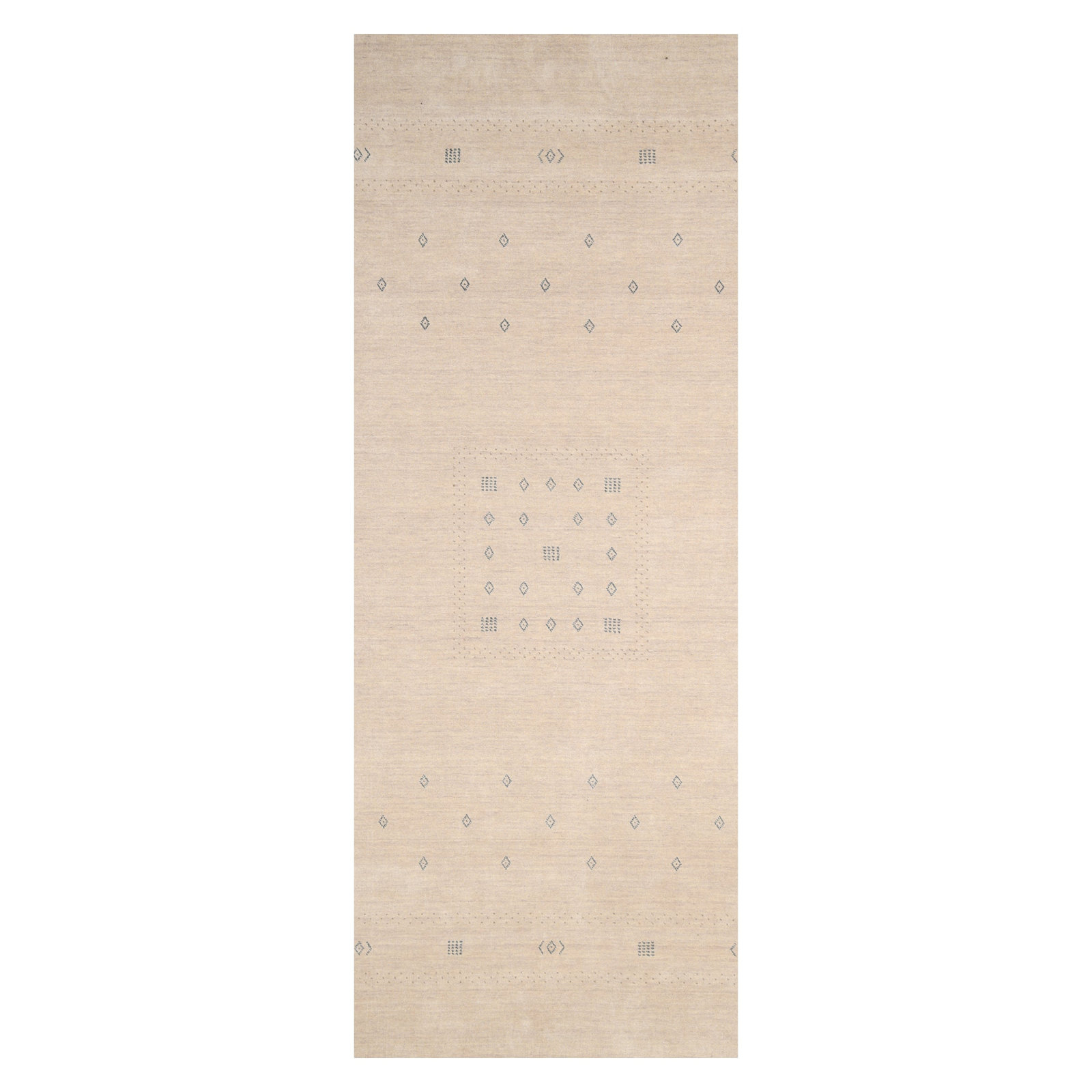 Simi Hand-Woven Geometric Cotton Wool Rug, Beige, Runner 2'6" x 8'