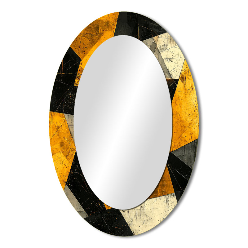 Miroir mural ovale noir et jaune, 36 po x 24 po