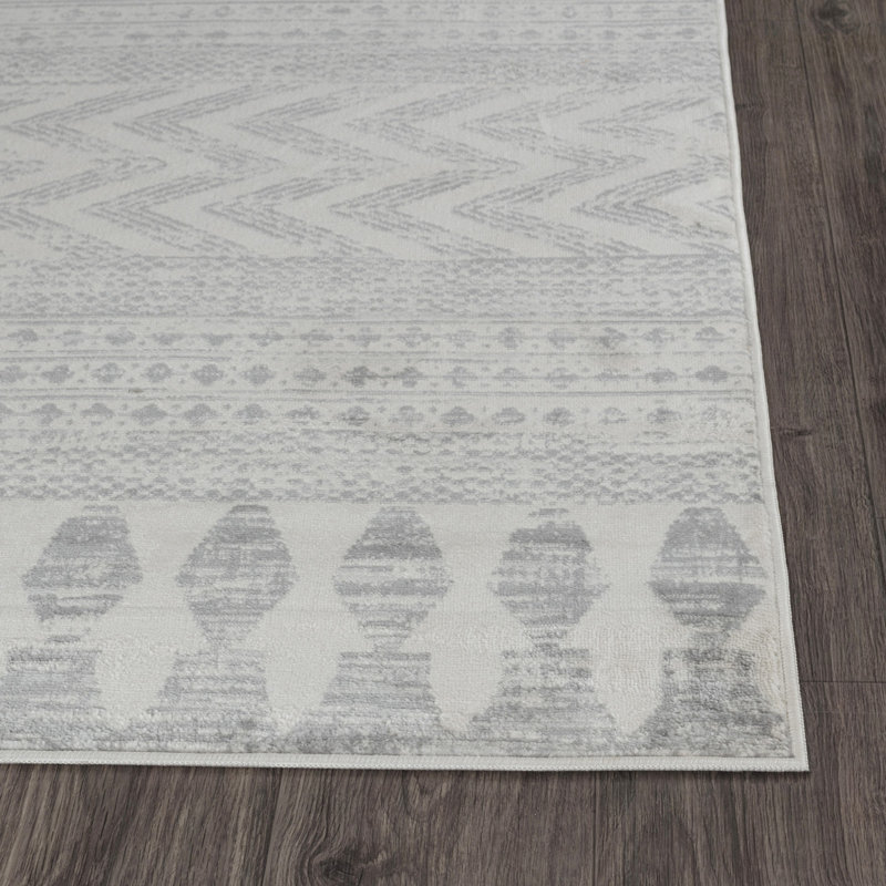 Grey/Off-White Rug, Round 200cm