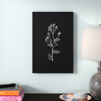 «Black White Botanical Silhouette II», reproduction de dessin sur toile tendue