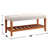 Fabric Bench In Gray With Oak Finish, Open Storage Shelf, Button- Seat, 40" Product Depth For More Oak Bench, Upholstery, Slatted Full Box Seat