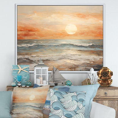 Art sur toile, coucher de soleil sur la plage