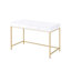 Bureau blanc ultrabrillant 2 avec accents dorés pour le style de chambre à coucher contemporain