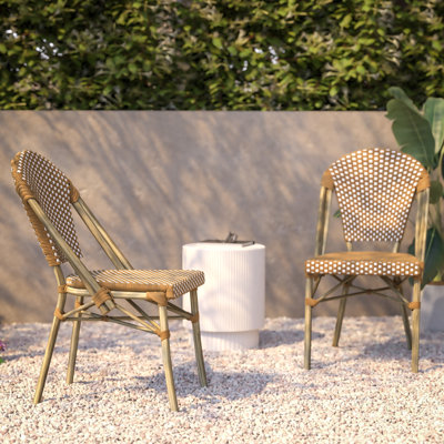 Indoor/Outdoor All-Weather Commercial Paris Chairs with Bamboo Print Frame