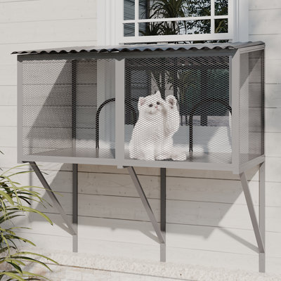 Perchoir pour chat en métal avec moustiquaire imperméable Catio