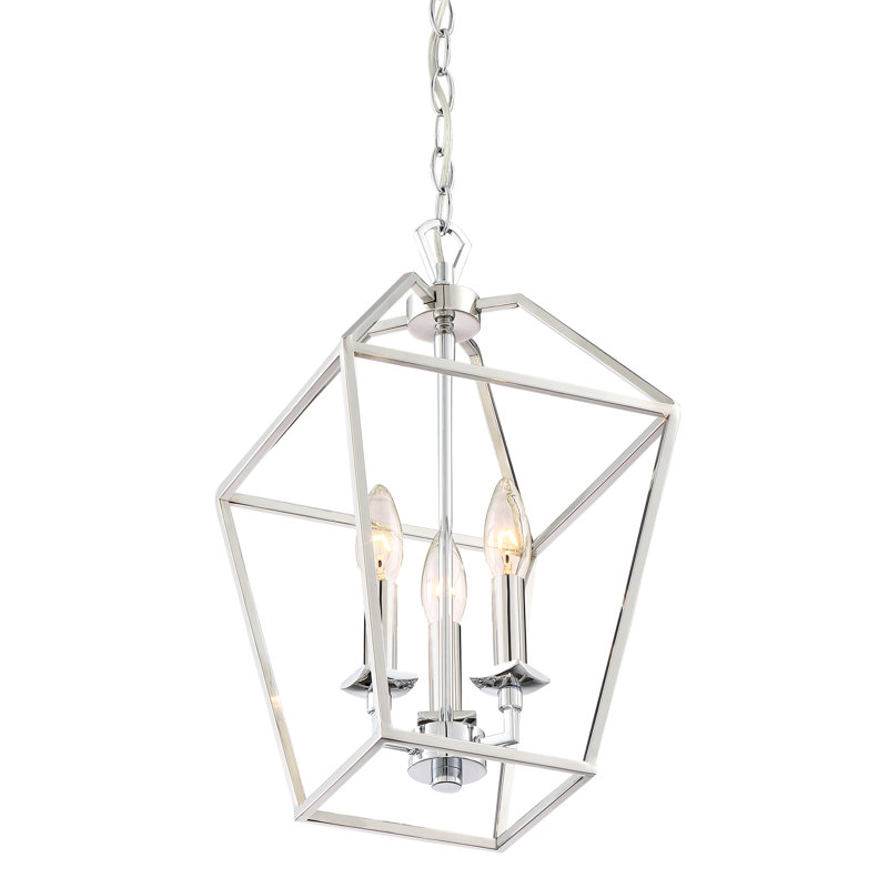 Luminaire suspendu géométrique à 3 lumières Addyson, Nickel poli