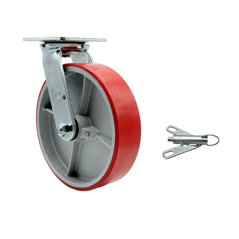 Poly on Cast Iron Caster, Red
