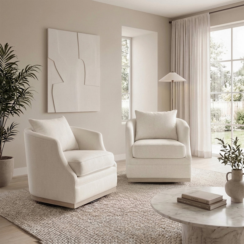Ensemble de chaises demi-tonneau pivotantes 31 po, Beige