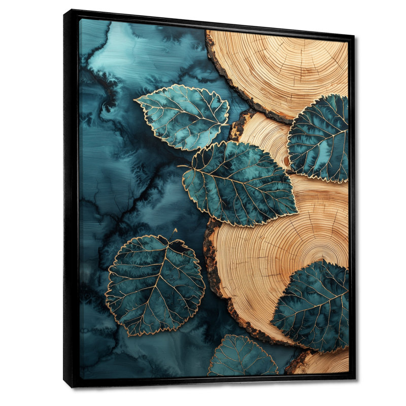 Agate, rivière des feuilles, glissade sur bois III - feuilles, art mural, H 20 po x l 12 po, Impression encadrée flottante