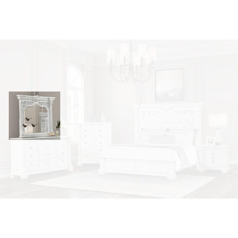 Miroir de commode Waldrews, Fil de métal blanc brossé