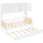 Lit de jour simple en bois avec lit gigogne et armoire - Style attrayant, avec cadre blanc-6540955-6540954