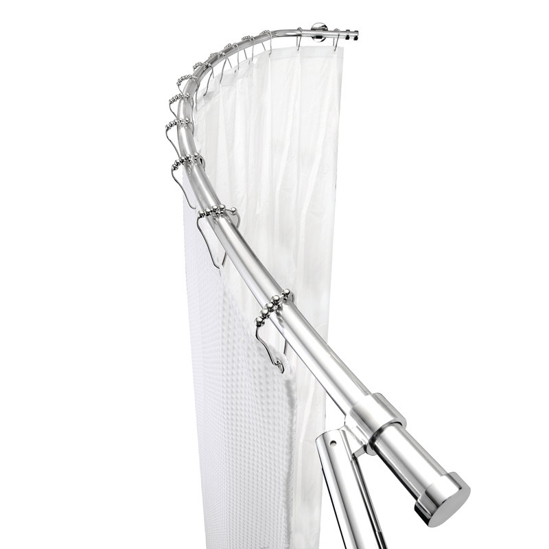 Adjustable Chrome Aluminum Curved Shower Curtain Rod, 78.5 Inches