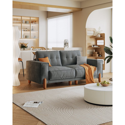 Canapé moderne avec causeuse et assise profonde, causeuse en chenille pour le salon, petit canapé 2 places rembourré