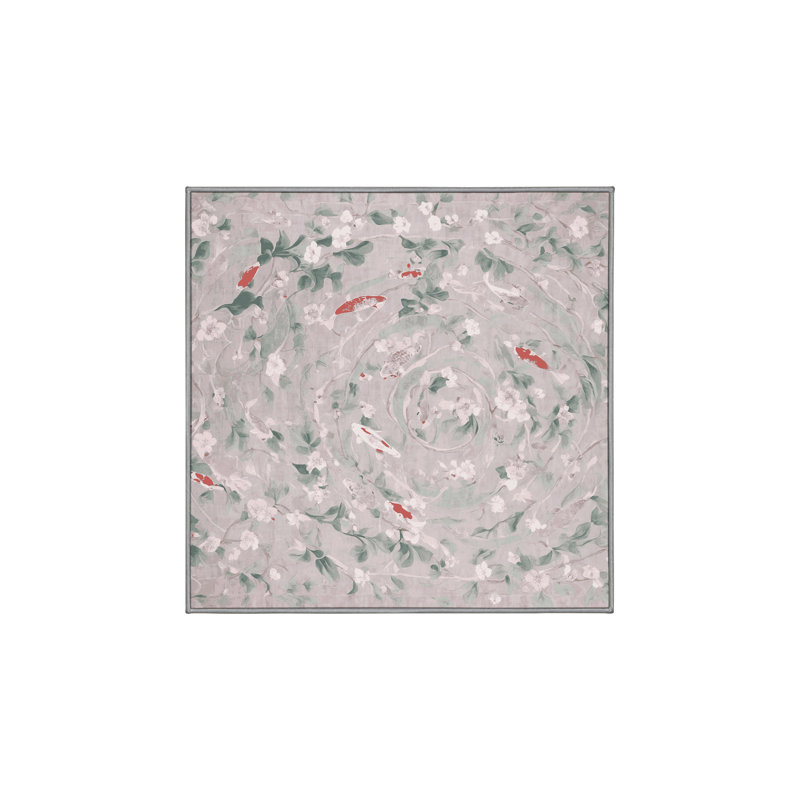 Machine Washable Grey Area Rug, Square 6'