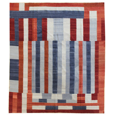 Aghan Kilim Handwoven Flatweave Wool Blue Indoor Area Rug