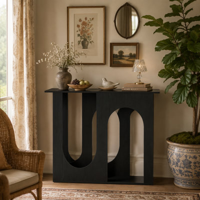 Console 39,4 po, canapé étroit derrière le canapé avec design arqué