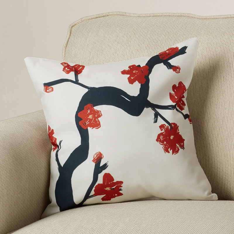 Floral Reversible Throw Pillow, 20" H x 20" W, Blue