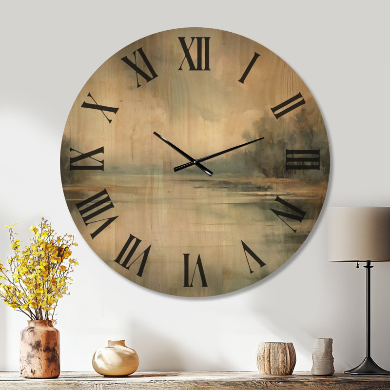 Horloge murale rétro Misty Lake Serenity, Oversized