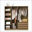 Armoire ouverte sans porte avec tablettes, tiroirs et tiges doubles