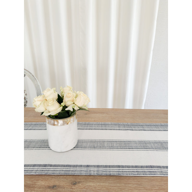 Striped Table Runnner, White