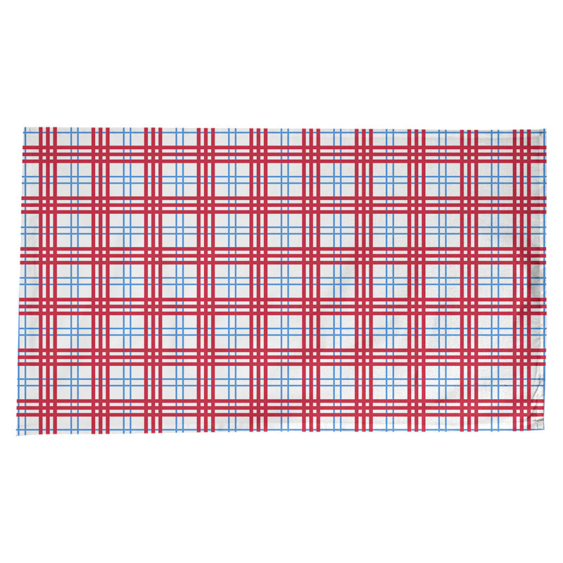 Nappe en mélange de coton à carreaux, Blanc / bleu clair / rouge