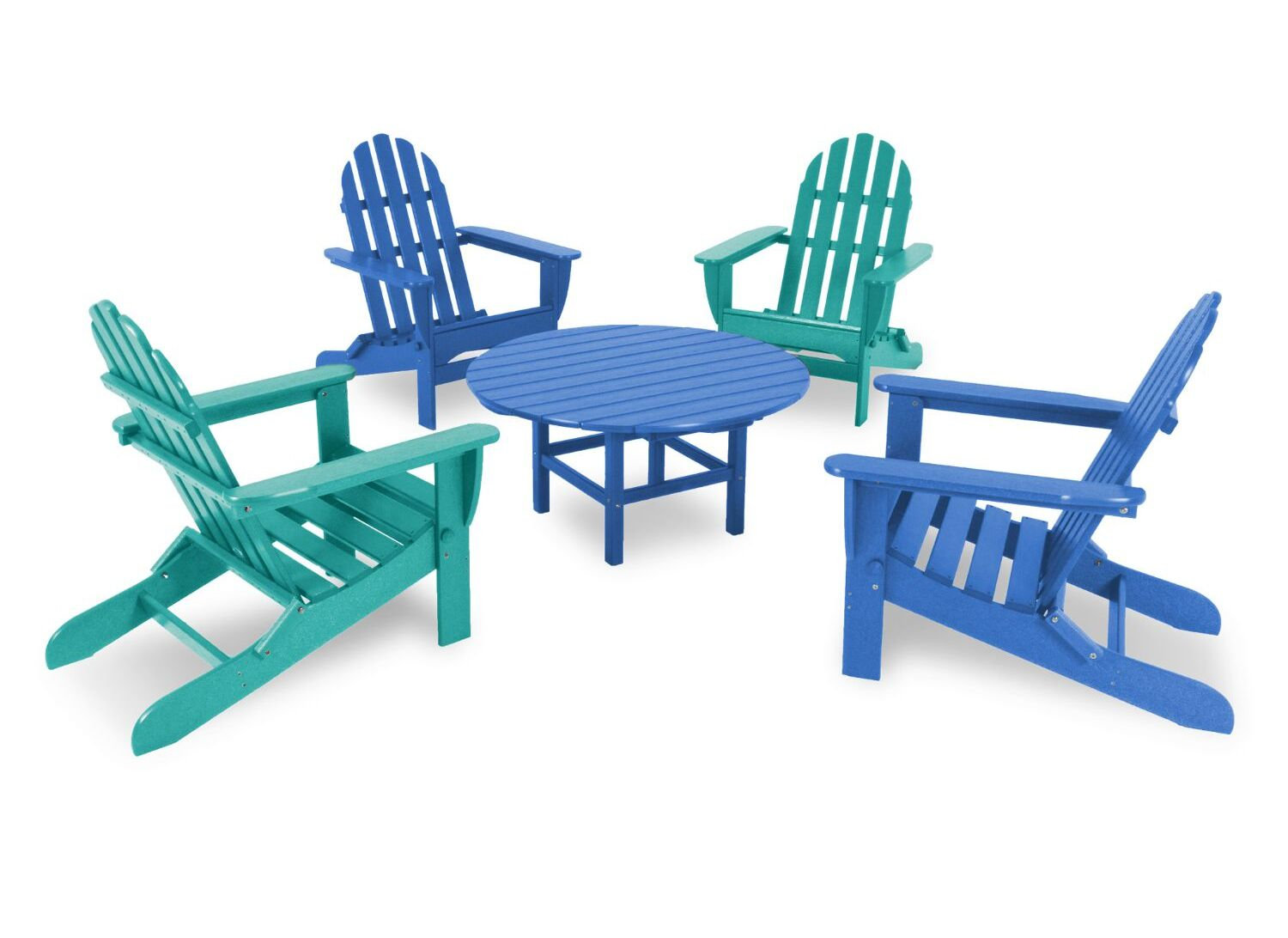 POLYWOOD® Classic Adirondack 4-Person Patio Seating Group, Blue