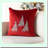 Winter Tree Red/Silver Beaded Square Pillow