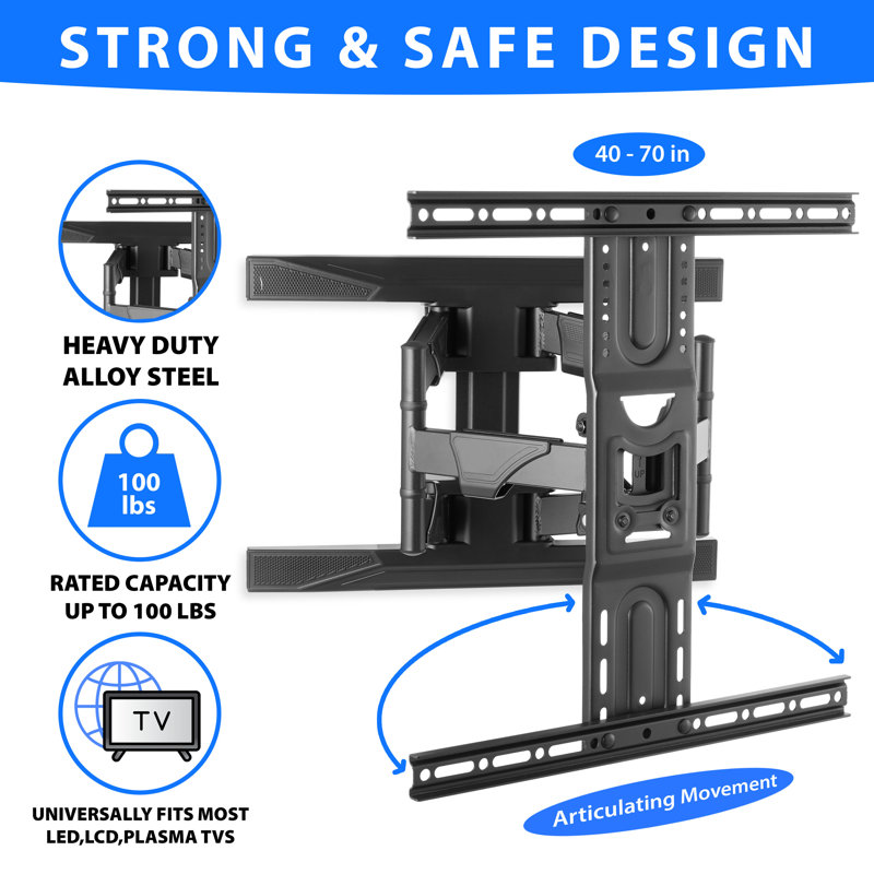 Universal Heavy-Duty Steel Full-Motion TV Wall Mount 42"-70"