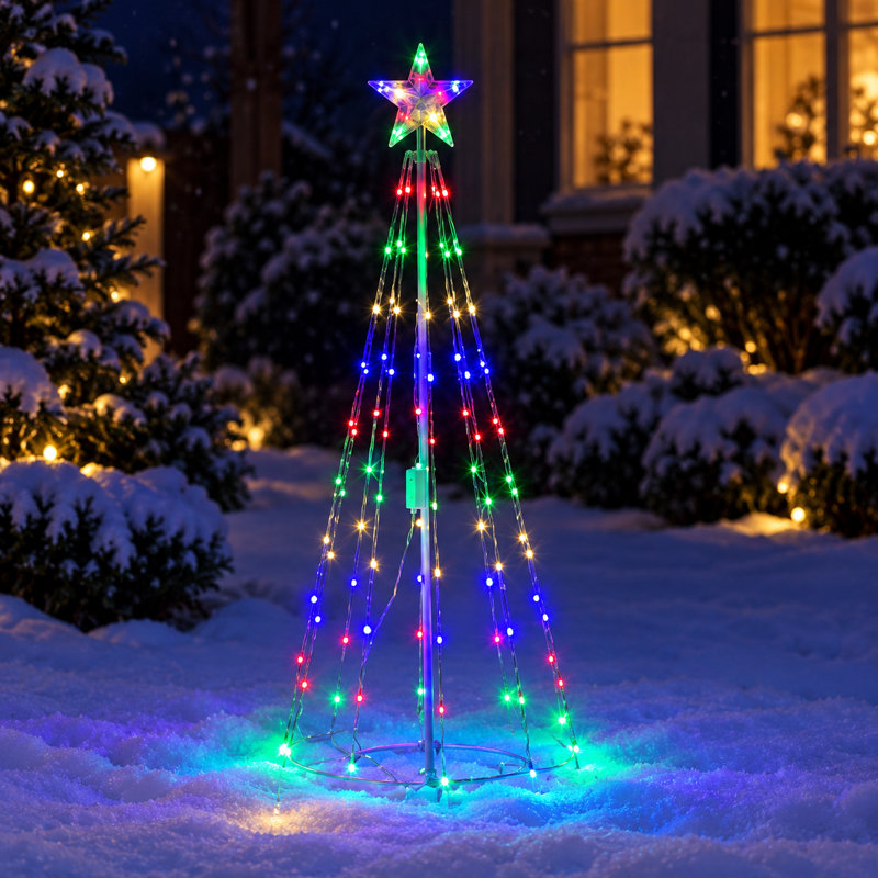 Lighted Christmas Tree Lawn Display, 86" H x 28" W x 28" D