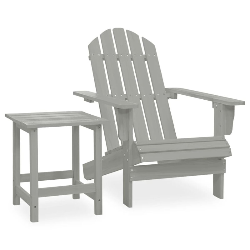 Harvel Fir Outdoor Adirondack Chair With Table, Gray