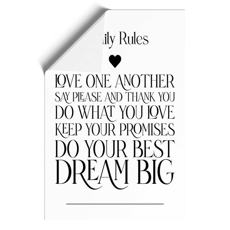 Family Rules - Frameless Print, 42cm H x 30cm W x 0.1cm D