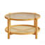 Table basse en rotin, table basse en bambou à 2 niveaux avec plateau en verre et tablette de rangement en rotin en PVC, table basse ronde moderne pour salon, bureau, table basse naturelle