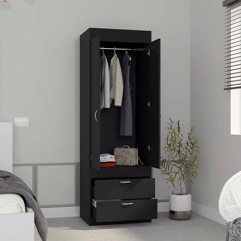 Armoire, deux tiroirs, Noir