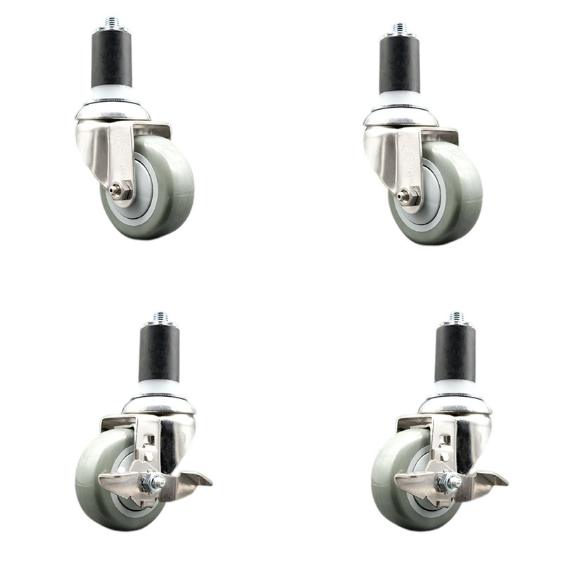 Roulettes pivotantes, H 3 po x l 3 po