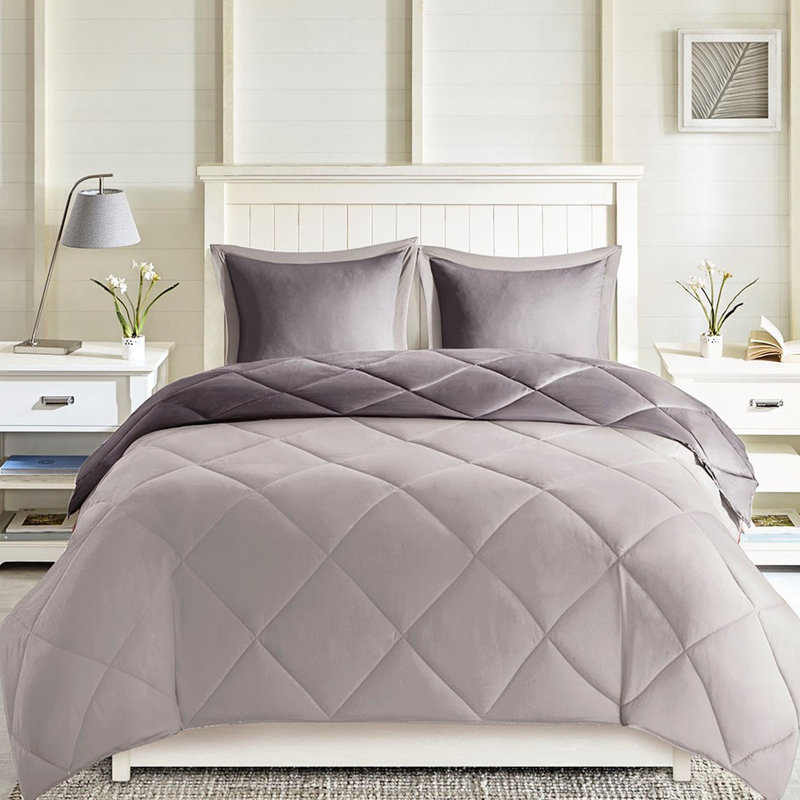 Édredon très grand pour lit de 3 m, 2 taies décoratives, Édredon pour très grand lit + 2 taies décorativ, Gris