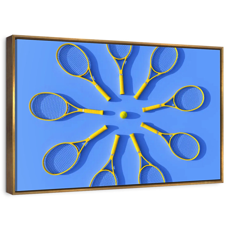 Cercle de raquette de tennis, Cadre flottant doré, 19 po x 13 po