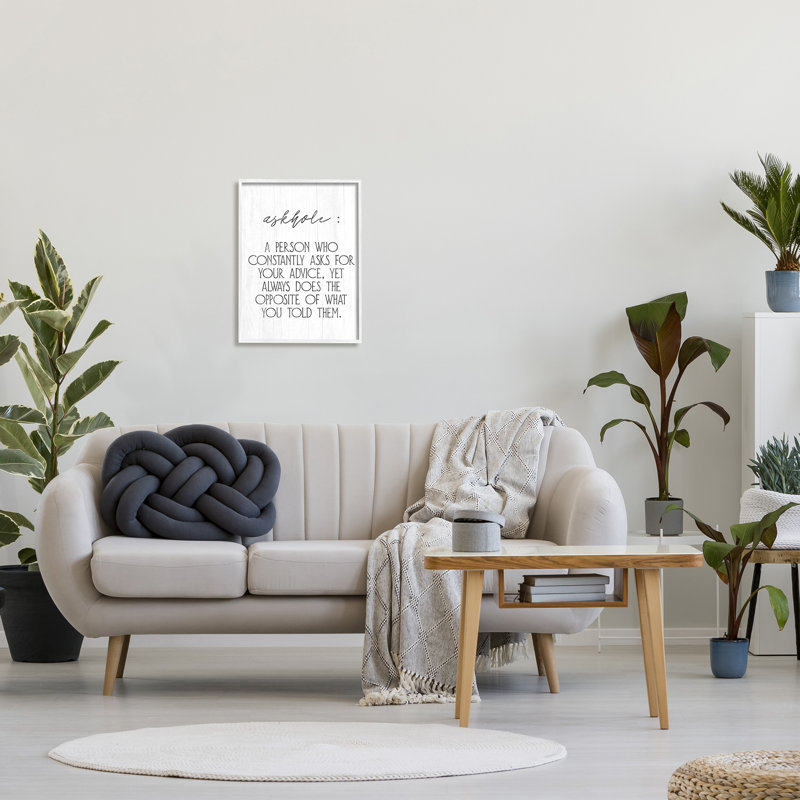 Drôle définition de Askhole, H 20 po x l 16 po x P 1,5 po, Giclée encadrée blanc bord de mer