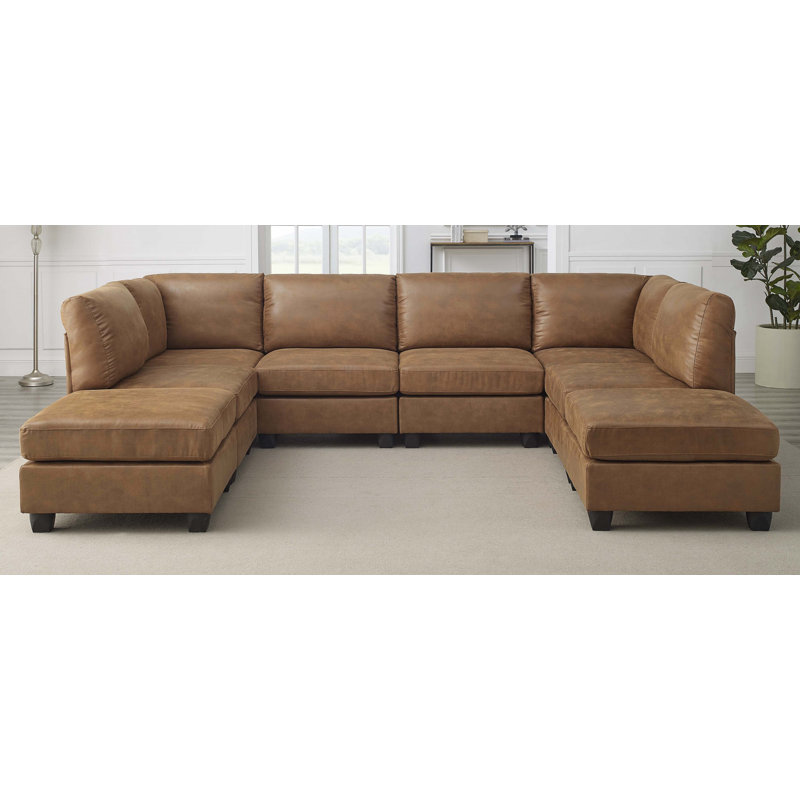 Canapé modulaire en similicuir avec coussins amovibles