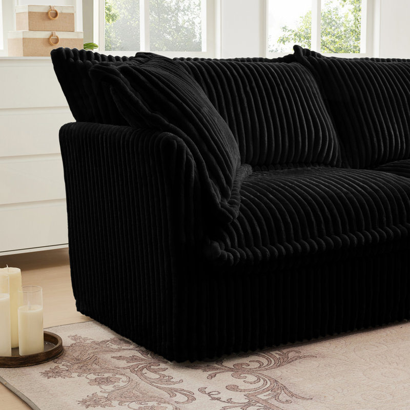 Sofa LSF W/1 Pillow -Black, Black Corduroy