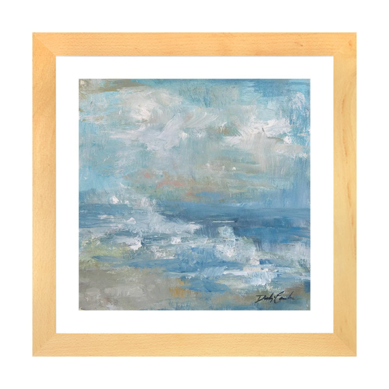 Reproduction d’art, "Water Murmurii" par Debi coules, H 24 po x l 24 po x p 1 po, Toile avec cadre en bois beige, Blanc