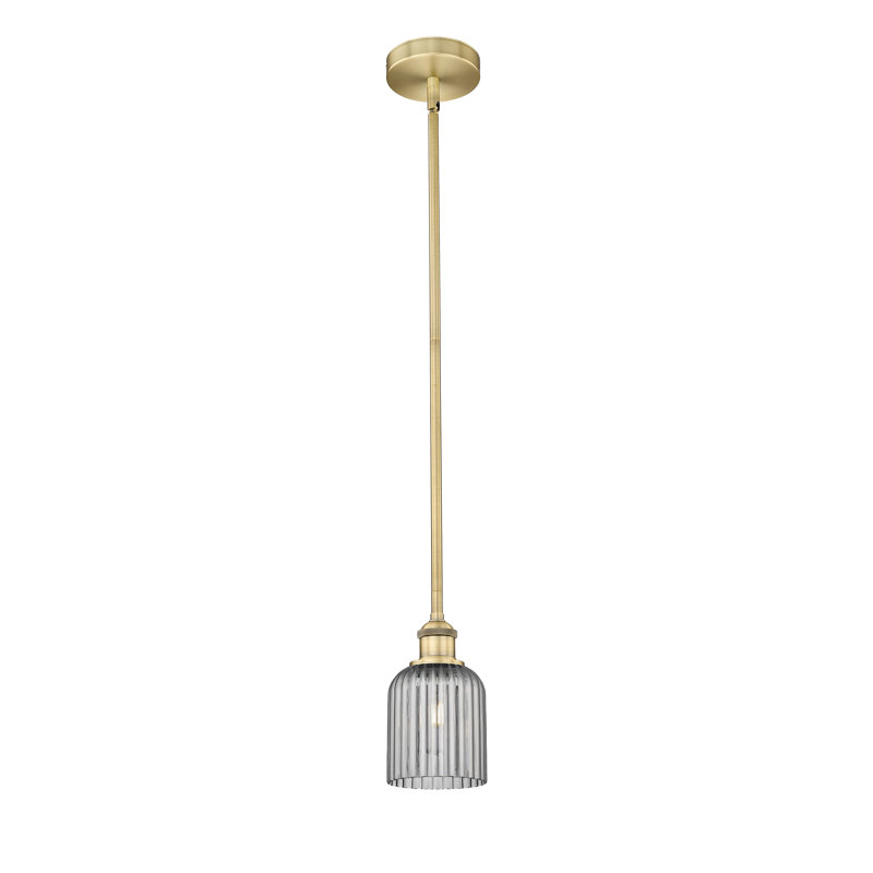 Luminaire suspendu 1 lumière Aalina, Nickel poli, Gris fumée
