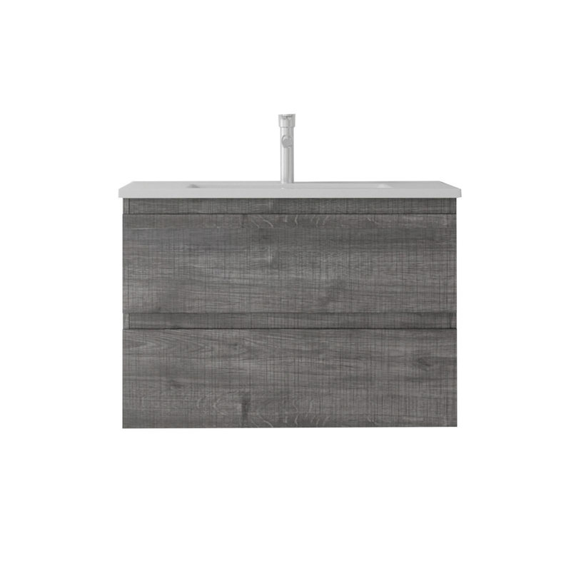 Meuble-lavabo flottant 24 po avec lavabo à fermeture en douceur pour petites salles de bain 24 po, Grey, 24"
