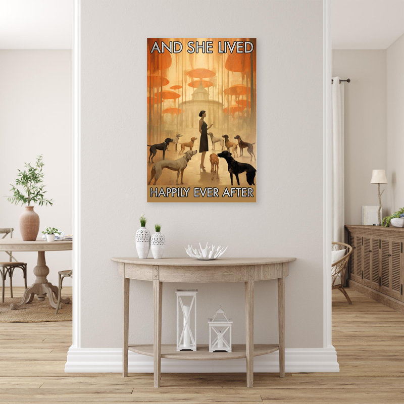 «Woman and Dogs Happily Ever After», impression sur toile, H 14 po x l 11 po x P 1,25 po