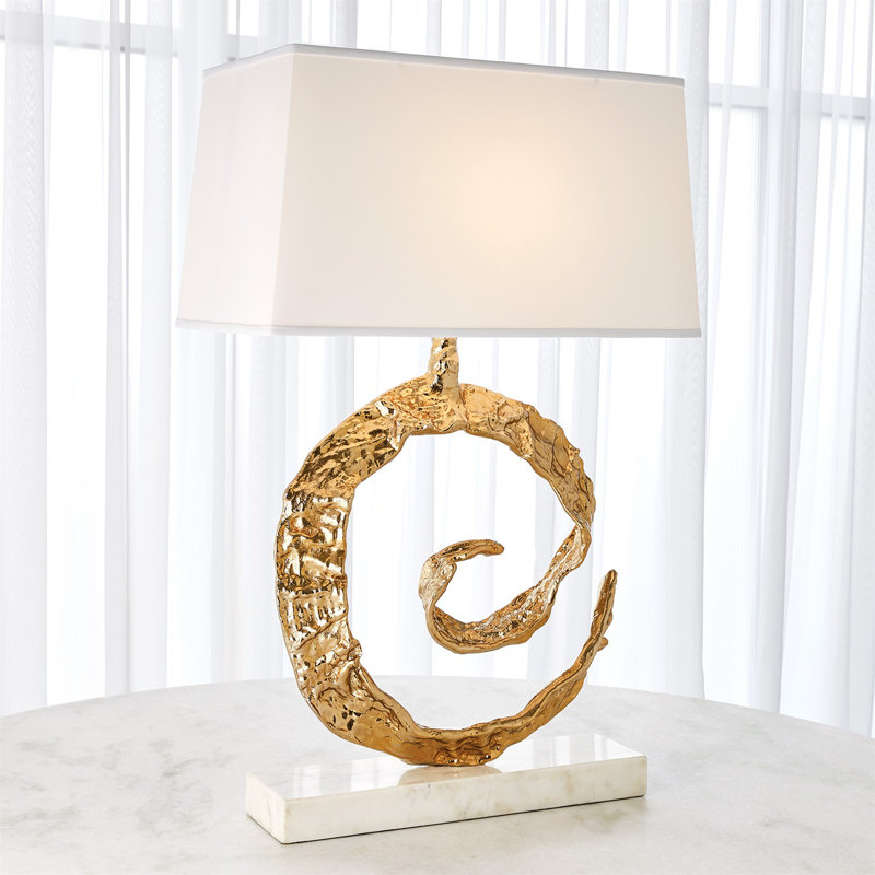 Swirl Lamp, Brass/White