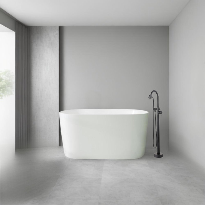 55" Acrylic Freestanding Bathtub, With Chrome Overflow And Pop-up Drain
